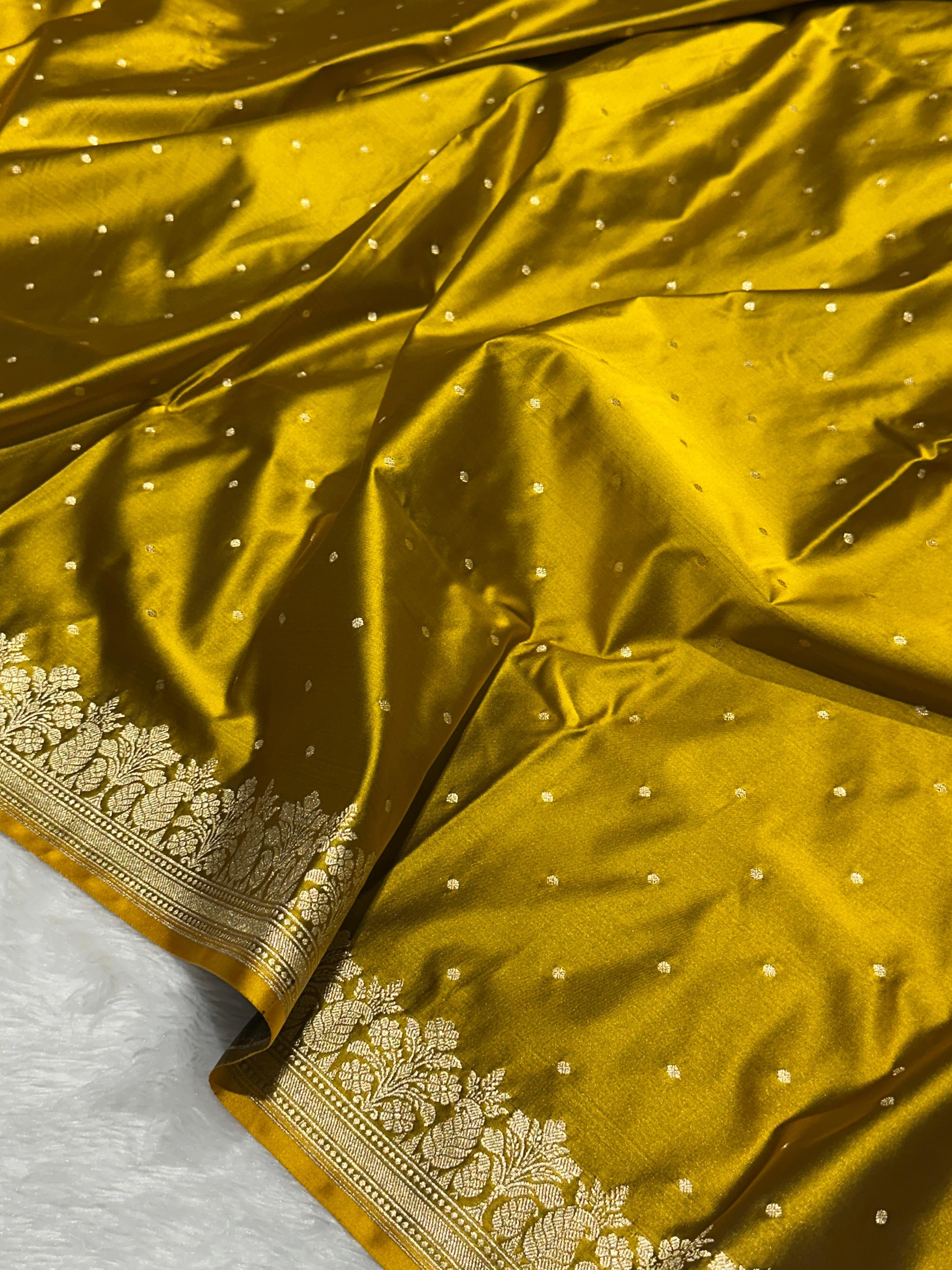 Mehendi Green Mashru Katan Silk Banarasi Saree