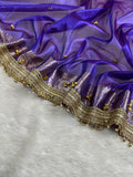 Royal Blue Tissue Silk Saree With Golden Ghungroo Butti Work & Luxury Lace Border