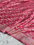 Rose Pink Meenakari Mashru Katan Silk Banarasi Saree