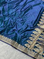 Navy Blue Mashru Katan Silk Banarasi Saree