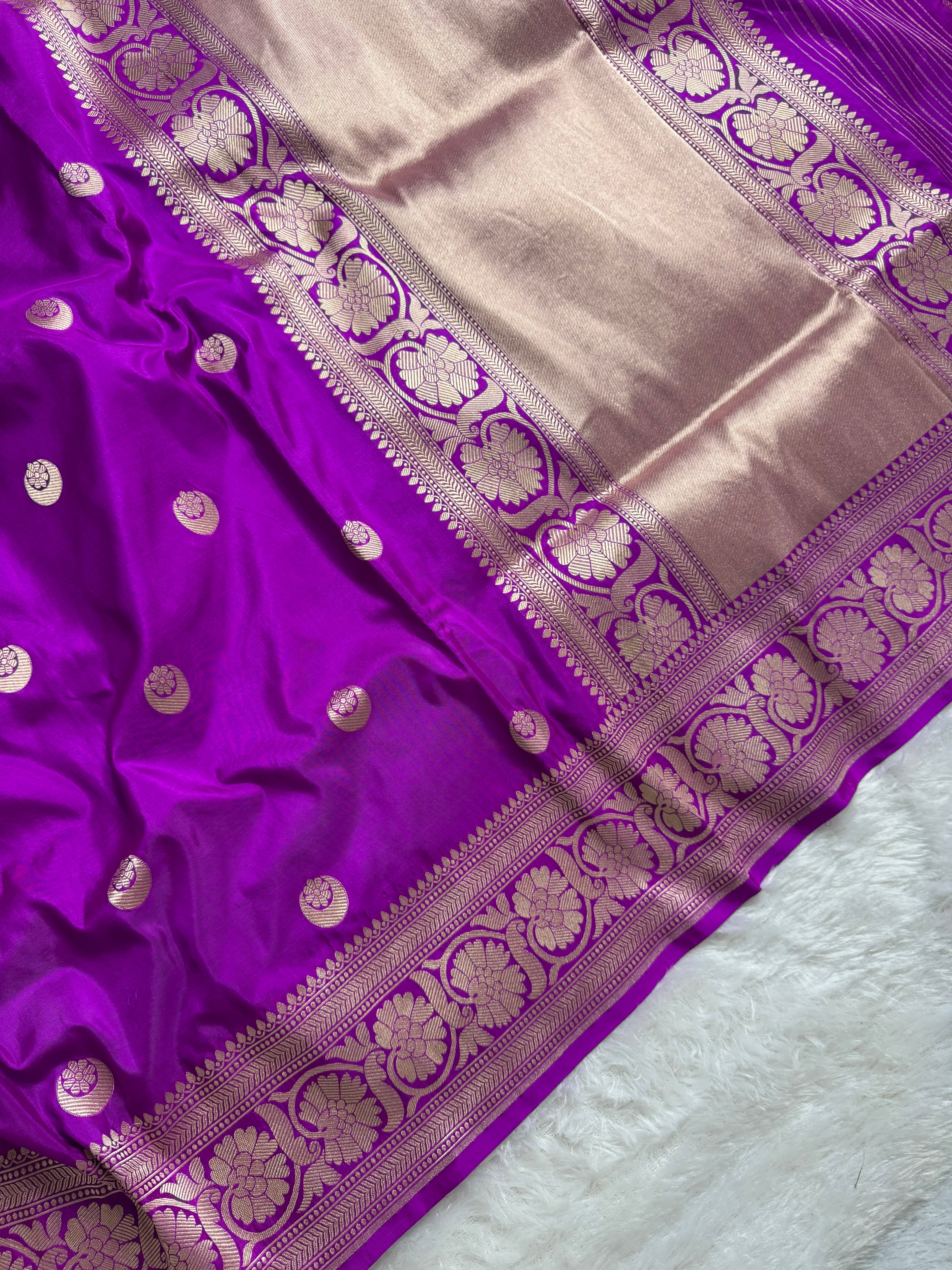Lavender Chand Tara Pure Katan Silk Banarasi Saree