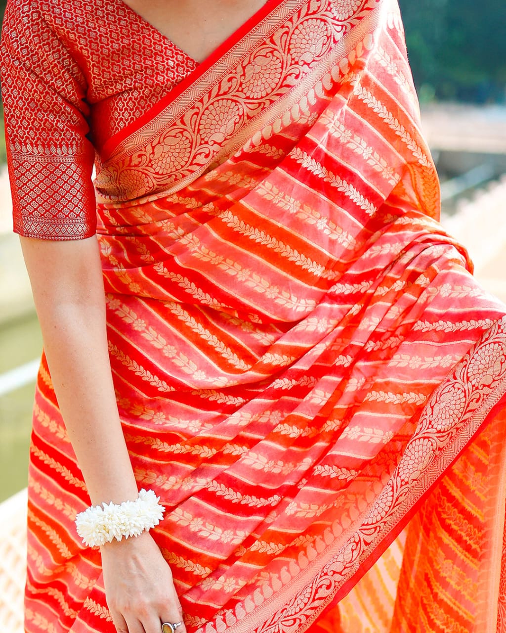 Rangkat Pure Chiffon Silk Banarasi Saree