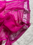 Pink & Rani Pink Pure Khaddi Chiffon Silk Banarasi Saree
