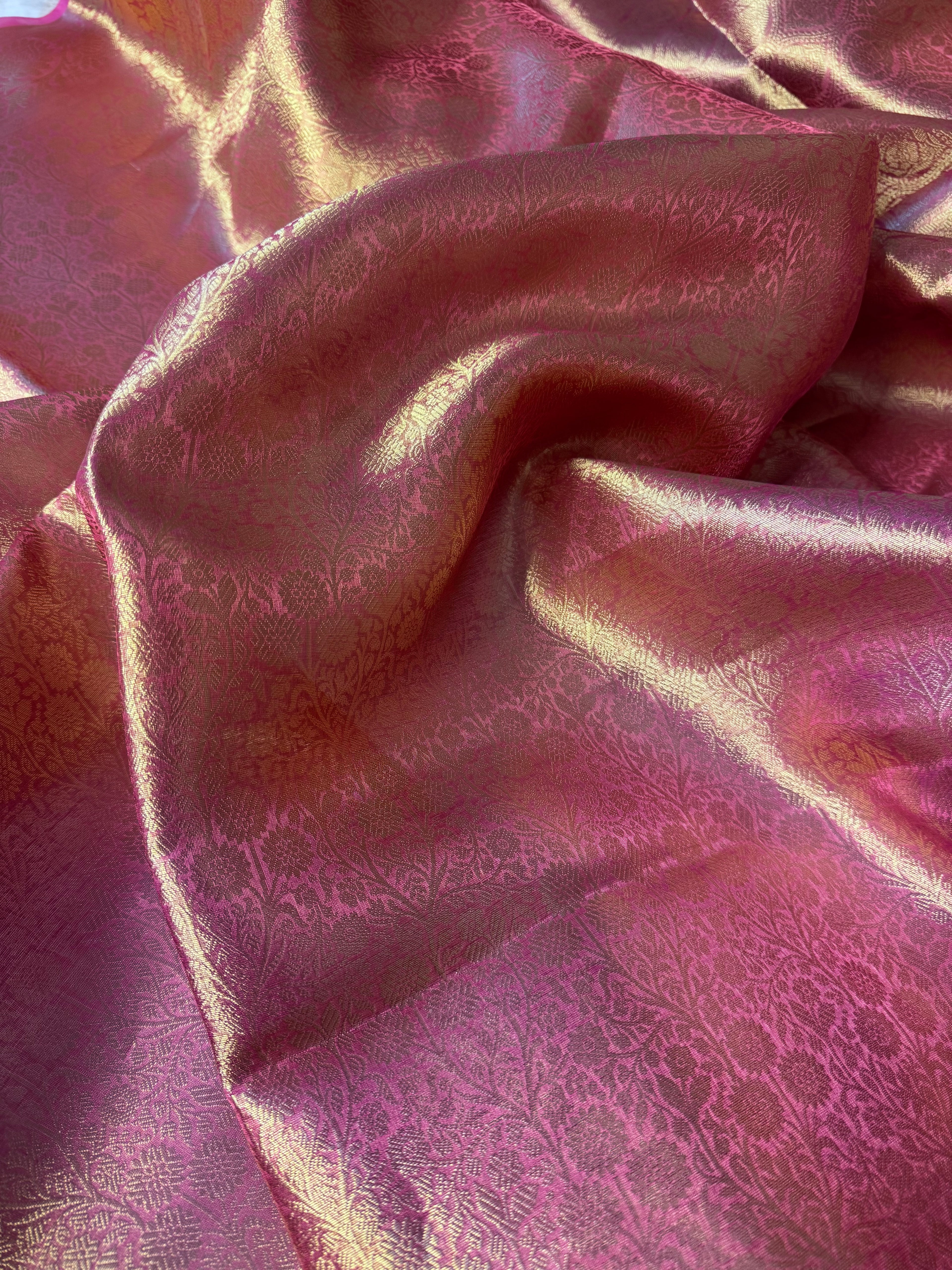 Rani Pink Pure Tissue Silk Banarasi Saree