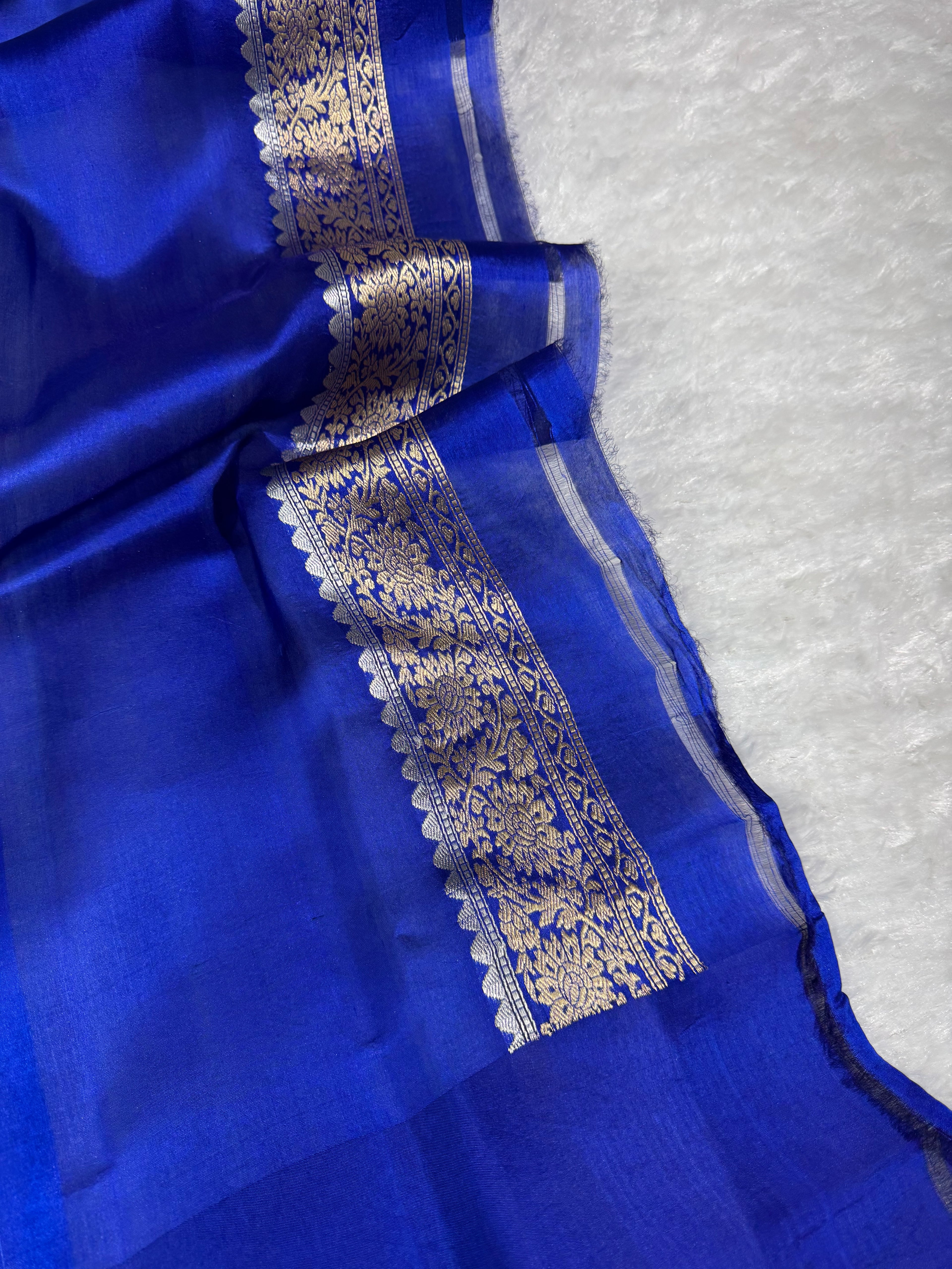 Royal Blue Sona & Roopa Pure Raw Mango Silk Banarasi Saree