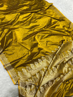 Mehendi Green Mashru Katan Silk Banarasi Saree