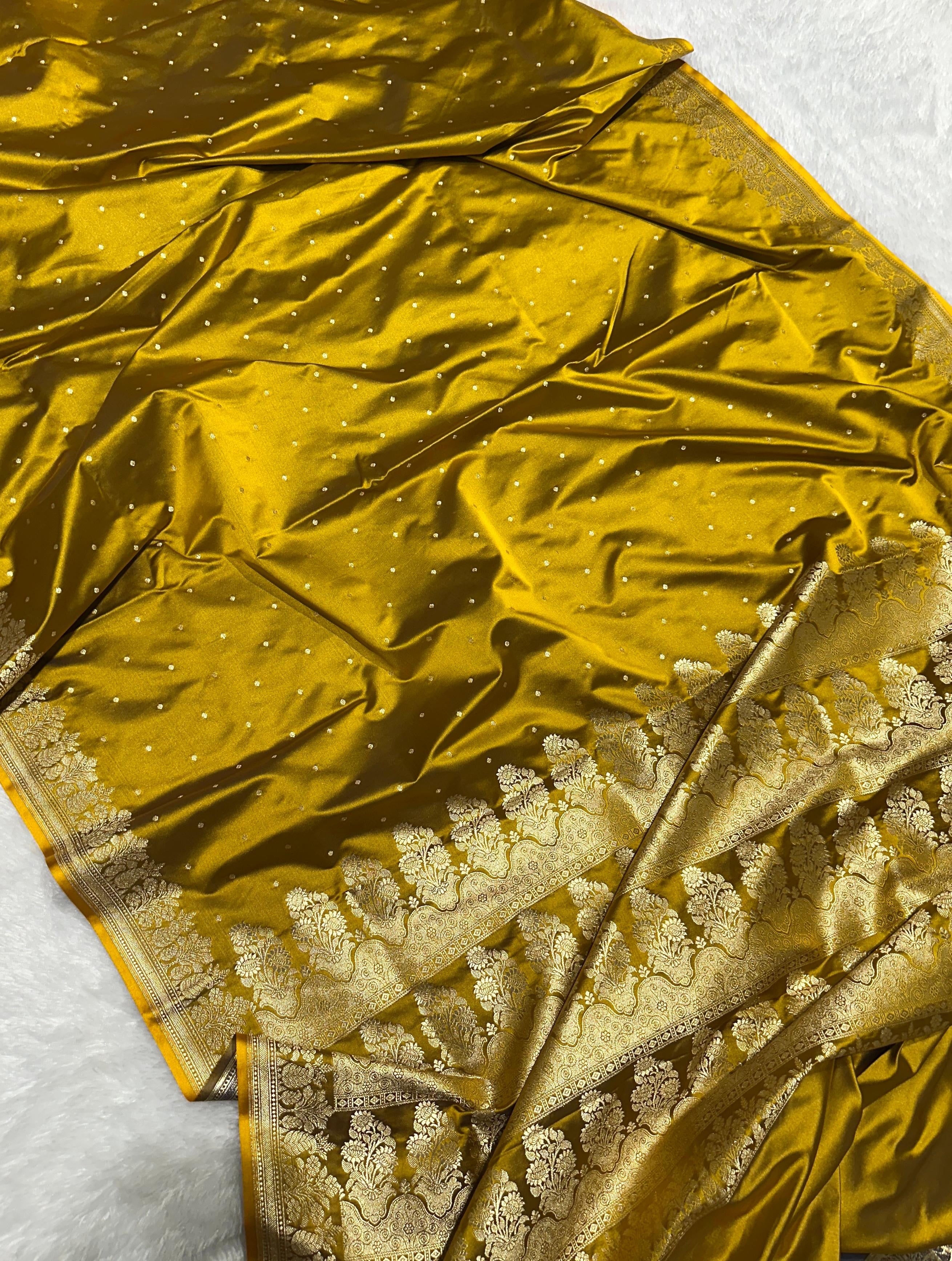 Mehendi Green Mashru Katan Silk Banarasi Saree