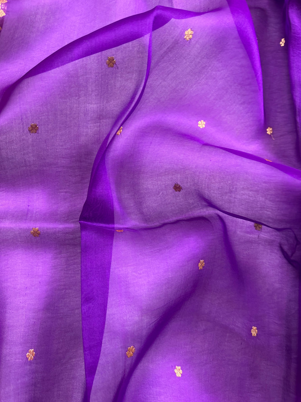 Purple Pure Kora Organza Silk Banarasi Saree