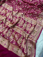 Rani Geometric Meenakari Pure Chiffon Silk Banarasi Saree