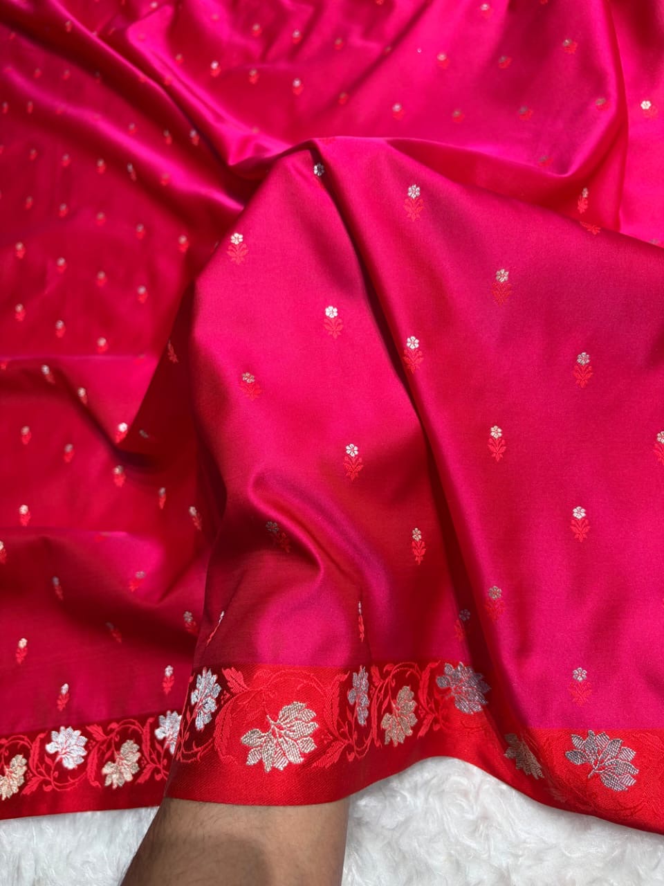 Rani Pink Sona Roopa Mashru Katan Silk Banarasi Saree
