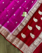 Red & Rani Pure khaddi Chiffon Silk Banarasi Saree