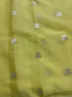 Lemon & Sea Green Pure Khaddi Chiffon Silk Banarasi Saree