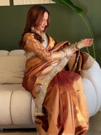 Copper Gold Banarasi Riwaayat Tissue Silk Saree