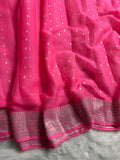Pink Pure Khaddi Chiffon Silk Banarasi Thousand Booti Saree