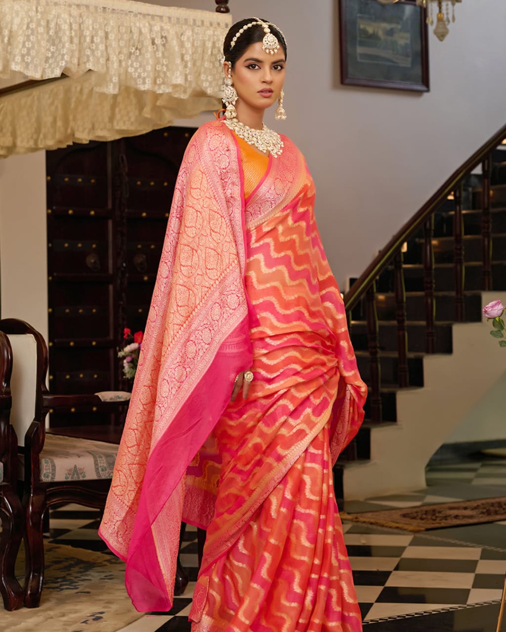 Rangkat Pure Chiffon Silk Banarasi Saree