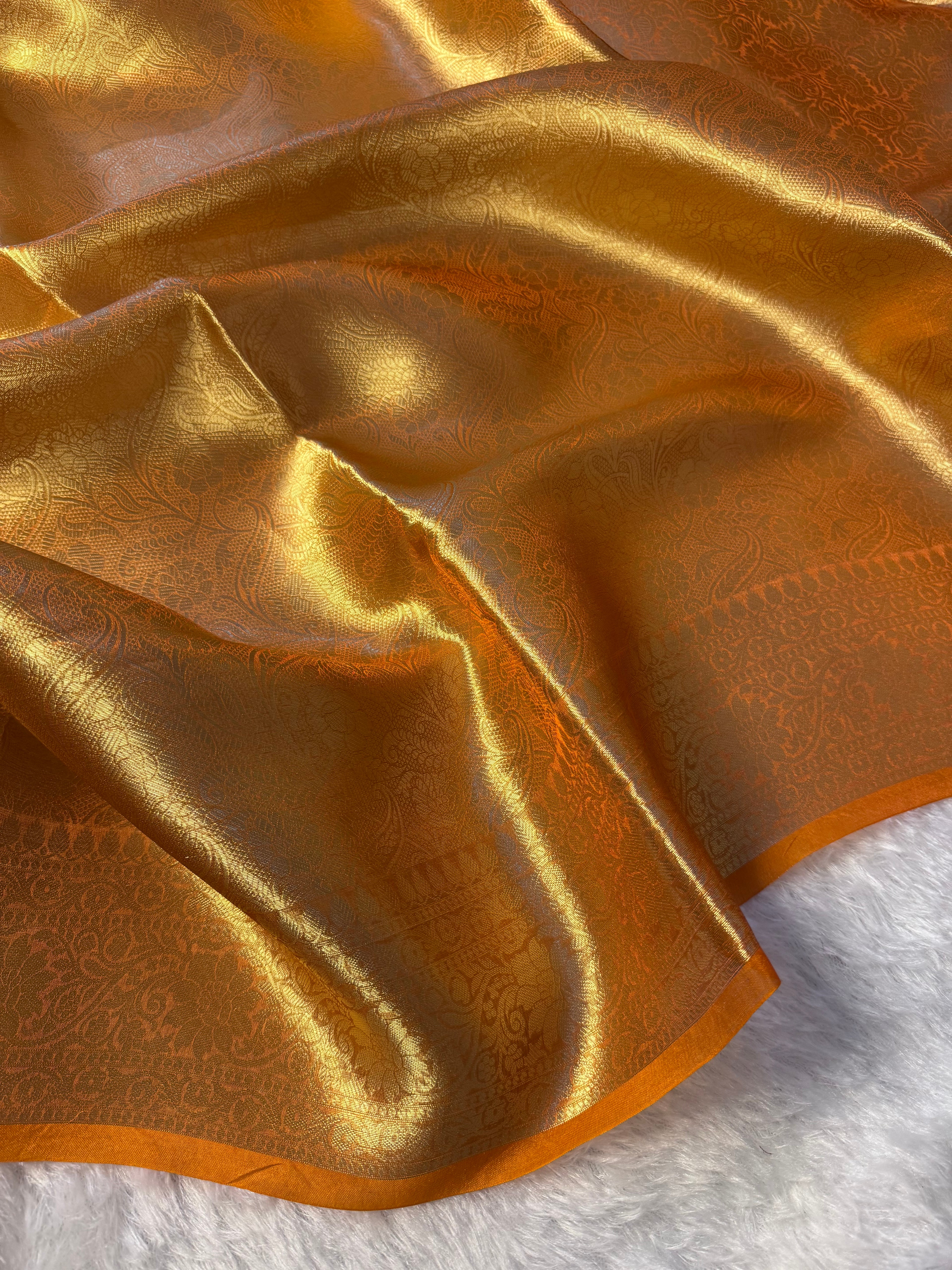 Mustard Pure Tissue Silk Banarasi Saree