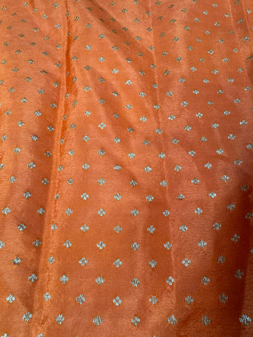 Rust Orange Pure Khaddi Crep Silk Banarasi Saree
