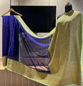 Mint Green & Blue Pure Khaddi Georgette Silk Banarasi Border Dana Saree