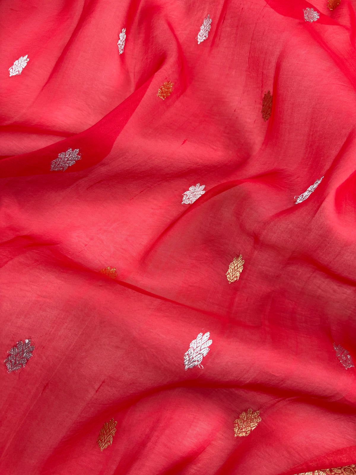 Red Sona & Roopa Pure Kora Organza Silk Banarasi Saree
