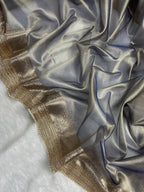 Grey Beautiful Lace Border Tissue Silk Banarasi Saree
