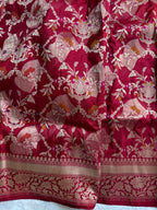 Red Jall Pure Katan Silk Banarasi Saree