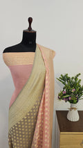 Dual Shades Pastel Pure Khaddi Georgette Silk Banarasi Saree
