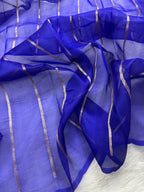 Royal Blue Pure Kora Organza Silk Banarasi Saree