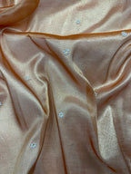 Peach Pearl Work Beautiful lace Border Tissue Silk Banarasi Saree