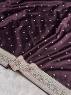 Deep Wine Mashru Katan Silk Banarasi Saree