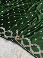 Bottle Green Meenakari Mashru Katan Silk Banarasi Saree