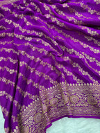 Magenta Pure Khaddi Crep Silk Banarasi Saree