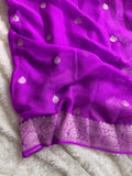 Bright Magenta Pure Khaddi Chiffon Silk Banarasi Saree