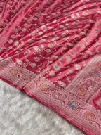 Rose Pink Meenakari Mashru Katan Silk Banarasi Saree