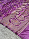 Lavender Meenakari Mashru Katan Silk Banarasi Saree