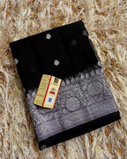 Black Pure khaddi Chiffon Silk Banarasi Saree
