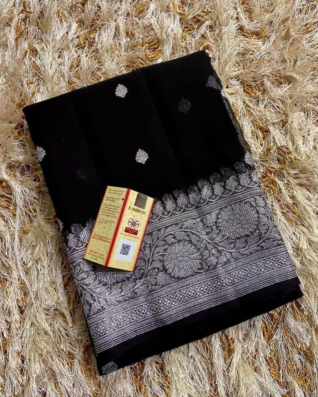 Black Pure khaddi Chiffon Silk Banarasi Saree