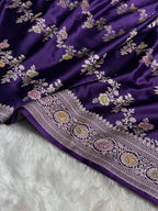 Purple Meenakari Mashru Katan Silk Banarasi Saree