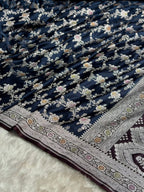 Navy blue & Wine Meenakari Mashru Katan Silk Banarasi Saree