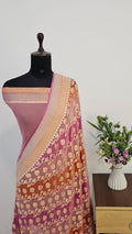Mauve Pink Rangkat Pure Khaddi Georgette Silk Banarasi Saree
