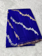 Royal Blue Stripe Sona & Roopa Pure Kora Organza Silk Banarasi Saree