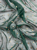 Bottle Green Pure Khaddi Georgette Silk Banarasi Saree