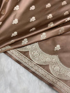 Warm Coffee Brown Mashru Katan Silk Banarasi Saree