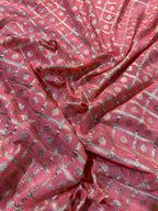 Peach Pure Khaddi Georgette Silk Banarasi Saree
