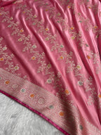 Pink Meenakari Mashru Katan Silk Banarasi Saree