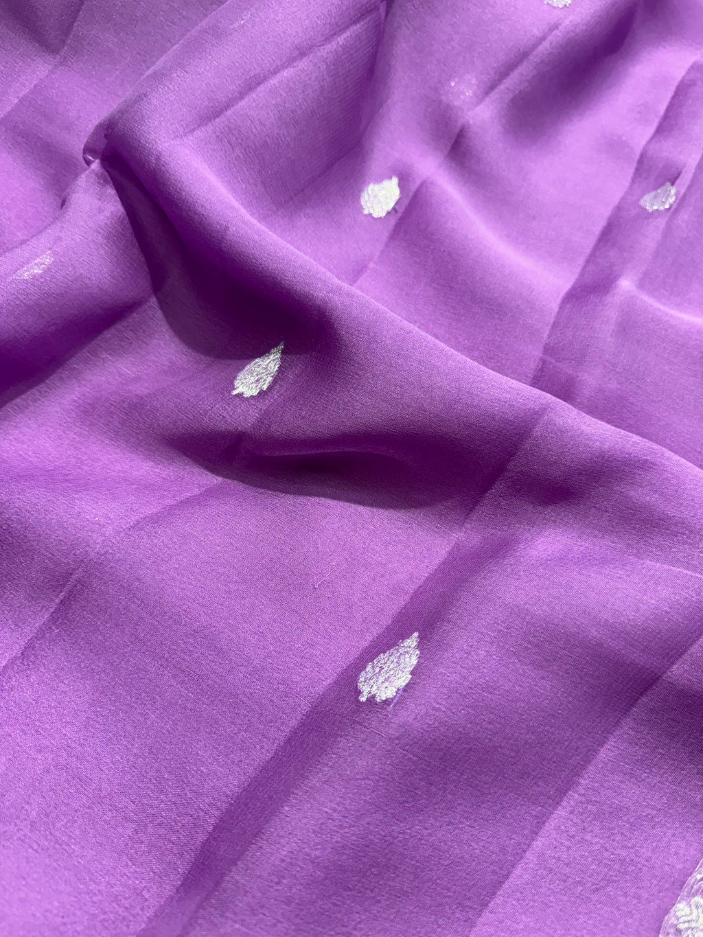 Lavender Pure Khaddi Chiffon Silk Banarasi Saree