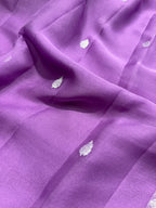 Lavender Pure Khaddi Chiffon Silk Banarasi Saree