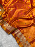 Kesri Orange Mashru Katan Silk Banarasi Saree