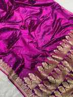 Magenta Mashru Katan Silk Banarasi Saree