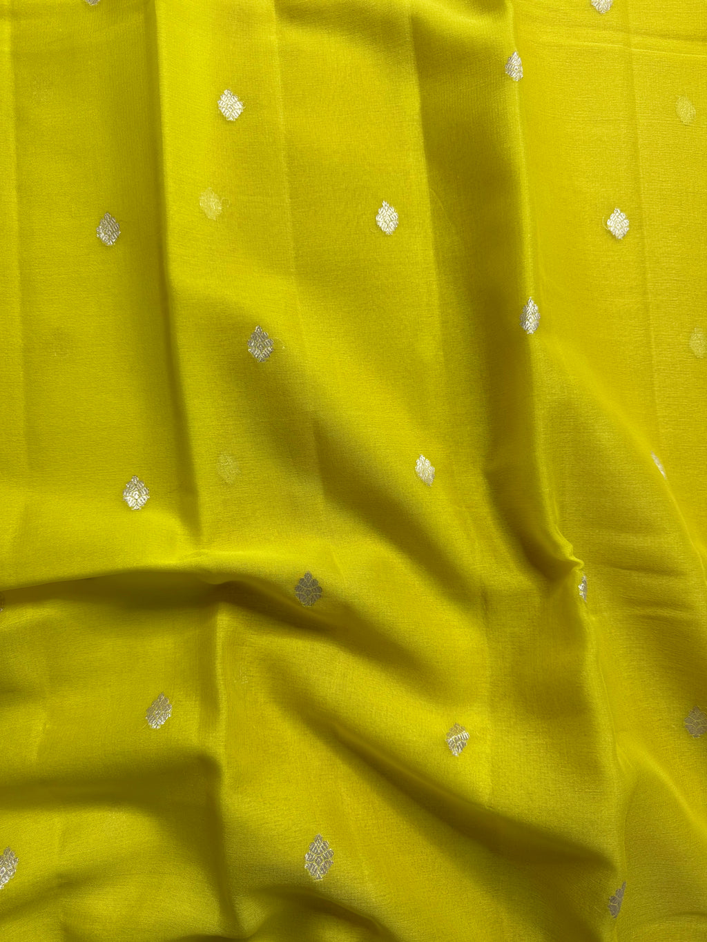 Yellow & Rani Pink Pure Khaddi Chiffon Silk Banarasi Saree
