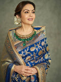 Nita Ambani Royal Blue Pure Katan Meenakari Jall Handloom Banarasi Silk Saree